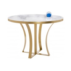 Стол стеклянный Нейтон белый мрамор / золото Стол стеклянный Нейтон белый мрамор / золото