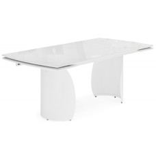 Керамический стол Готланд 180(240)x90 statuario titan gloss / белый