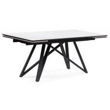 Керамический стол Вилсон 160(220)х89х75 белый мрамор snow white / черный