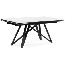 Керамический стол Вилсон 160(220)х89х75 белый мрамор snow white / черный