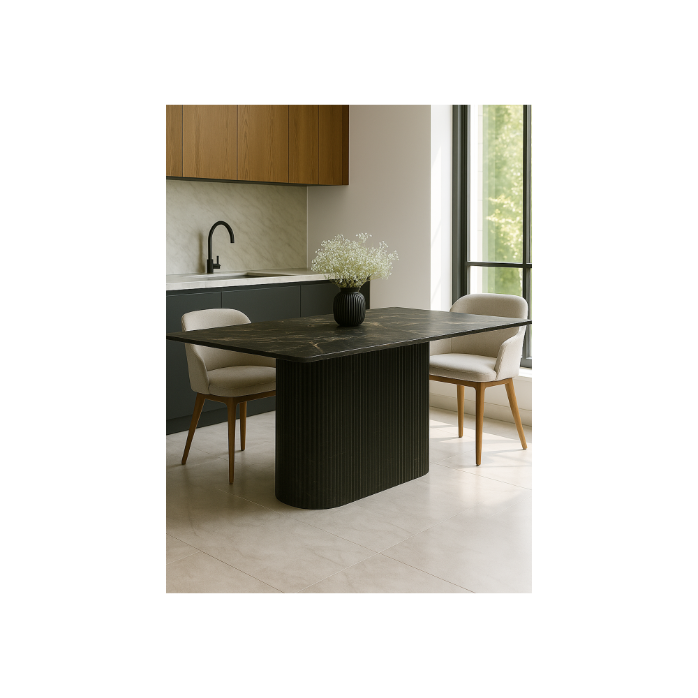 Керамический стол Ривера 220x110 пленка черный кварц / черный Керамический стол Ривера 220x110 пленка черный кварц / черный