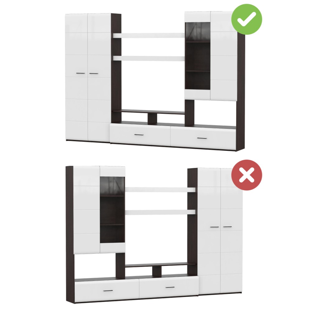 Готовая гостиная Jimenez дуб венге / белый глянец Готовая гостиная Jimenez дуб венге / белый глянец
