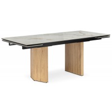 Керамический стол Монерон 180(240)x90 calacatta gold / дуб монтана