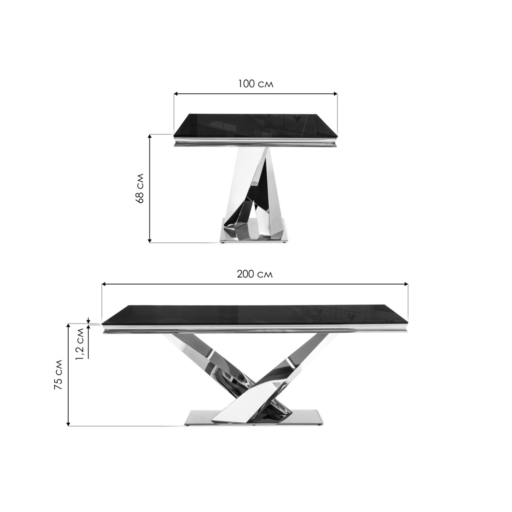 Стол стеклянный Levon 200x100x75 black Стол стеклянный Levon 200x100x75 black
