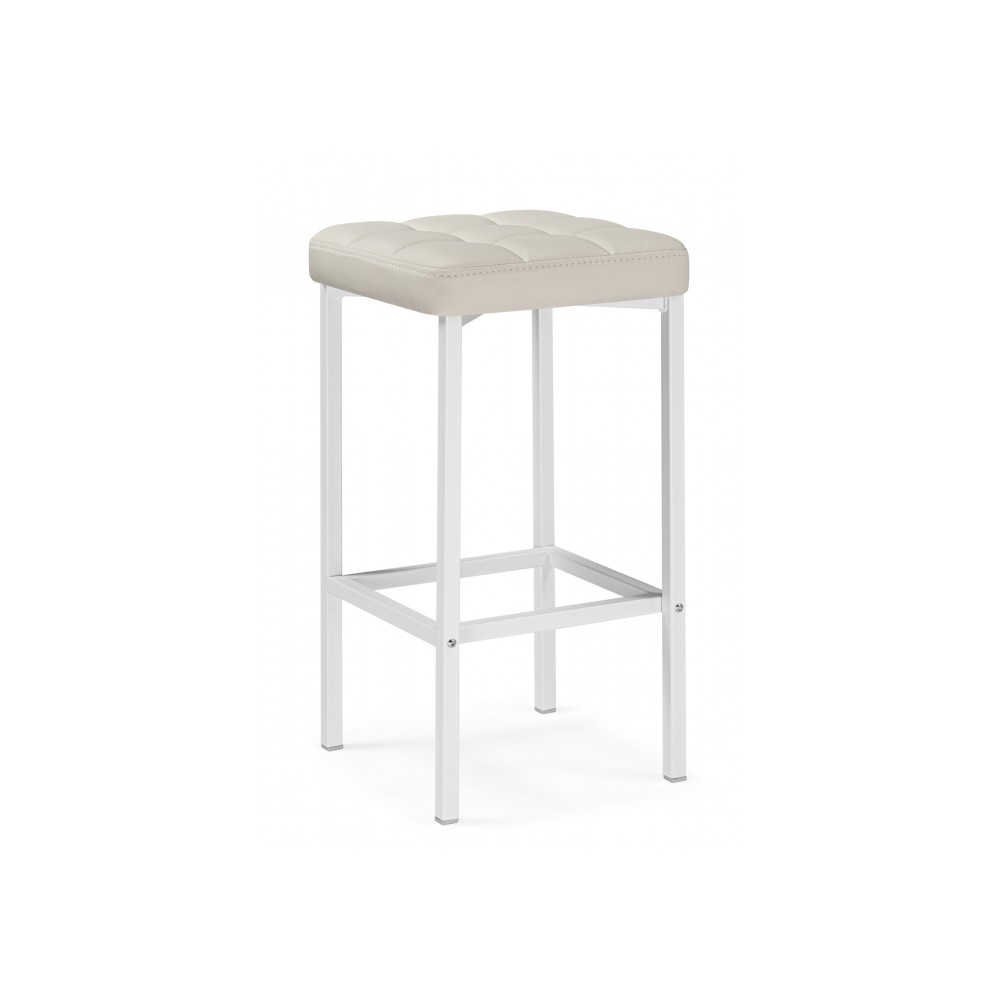 Барный стул Лофт кож.зам. линкольн белый / белый матовый Барный стул Лофт кож.зам. линкольн белый / белый матовый