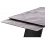 Стол стеклянный Вейв 140(200)х80 кристл серый мрамор / черный