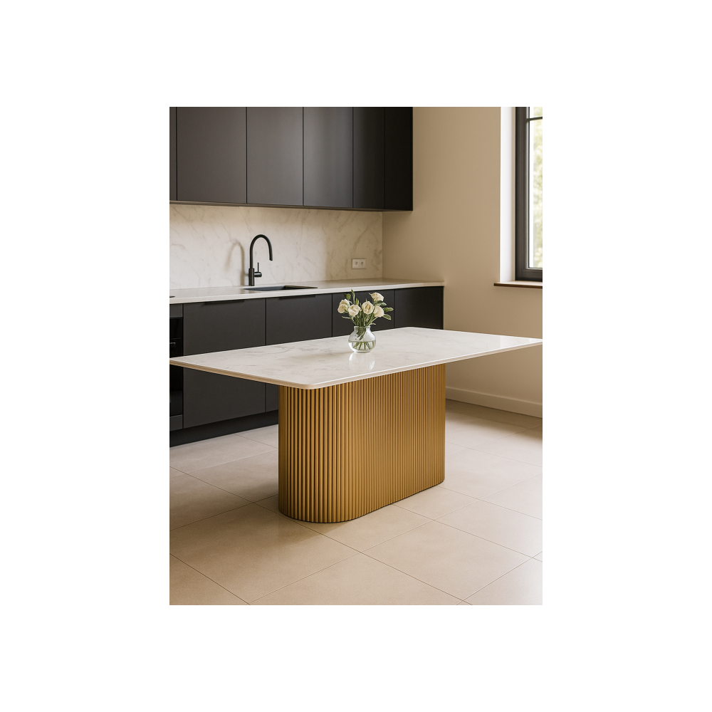 Керамический стол Ривера 220x110 brecha crema / золото Керамический стол Ривера 220x110 brecha crema / золото