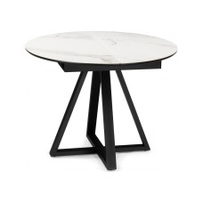 Керамический стол Нельсон 100(140)х100х76 alpine white / черный