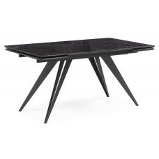 Стол стеклянный Дарвин 140(200)х80 черный мрамор / черный