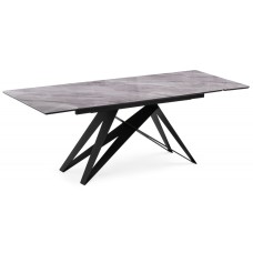 Стол стеклянный Блэкберн 140(200)х80 кристл серый мрамор / черный