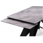 Стол стеклянный Блэкберн 140(200)х80 кристл серый мрамор / черный