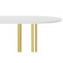 Стол деревянный Хьюго О 200 х 90 белая шагрень пленка / золотые ноги