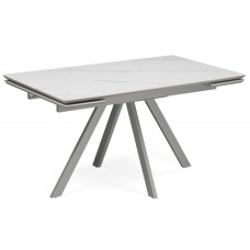 Керамический стол Вилли 140(200)х80 белый мрамор snow white / серый