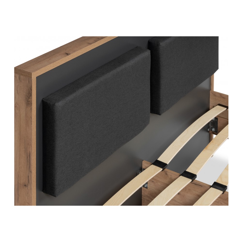 Кровать Тхан 180х200 дуб крафт золотой / антрацит Кровать Тхан 180х200 дуб крафт золотой / антрацит