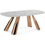 Керамический стол Танго 200х90 белый мрамор carla larkin / розовое золото