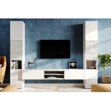 Готовая гостиная Лонгфорд комплектация 1 белый / бетон светлый