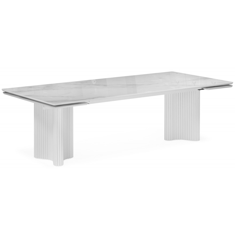 Стол стеклянный Мален 240x110 белый мрамор / белый Стол стеклянный Мален 240x110 белый мрамор / белый