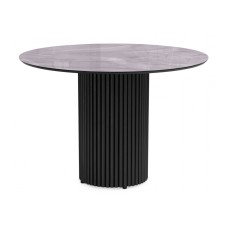 Стол стеклянный Барел 110 серый мрамор / черный Стол стеклянный Барел 110 серый мрамор / черный