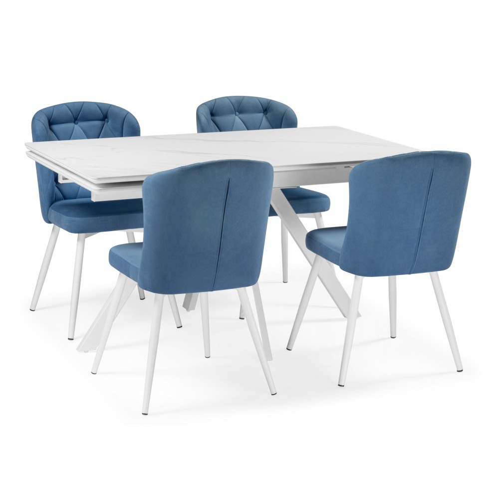 Керамический стол Вилли 140 (200) х 80 белый мрамор alpin white / snow white / белый Керамический стол Вилли 140 (200) х 80 белый мрамор alpin white / snow white / белый