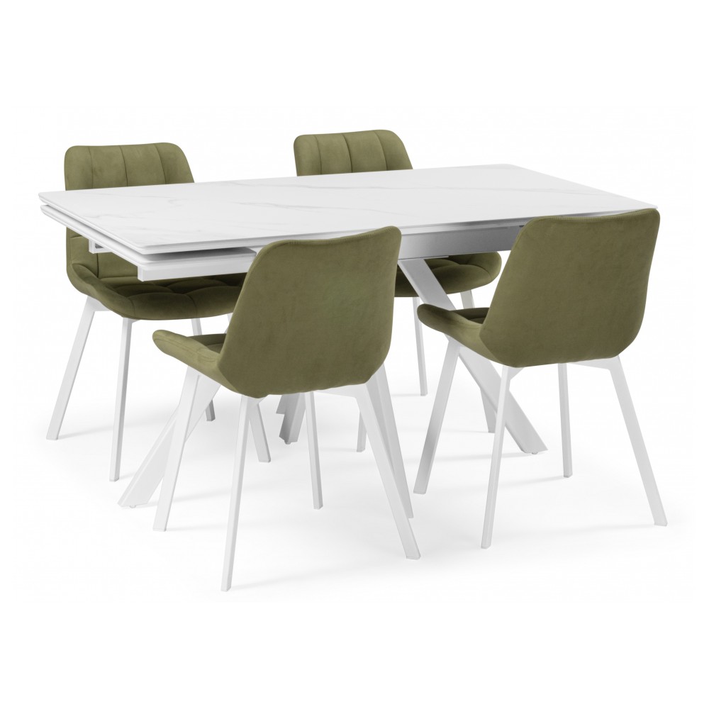 Керамический стол Вилли 140 (200) х 80 белый мрамор alpin white / snow white / белый Керамический стол Вилли 140 (200) х 80 белый мрамор alpin white / snow white / белый