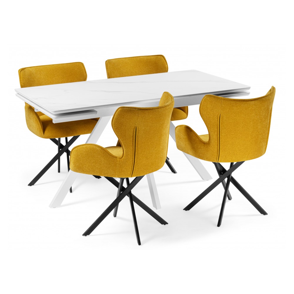 Керамический стол Вилли 140 (200) х 80 белый мрамор alpin white / snow white / белый Керамический стол Вилли 140 (200) х 80 белый мрамор alpin white / snow white / белый