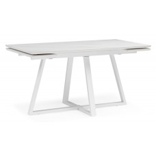 Керамический стол Памелла 140 (200) х 80 белый мрамор alpin white / snow white / белый