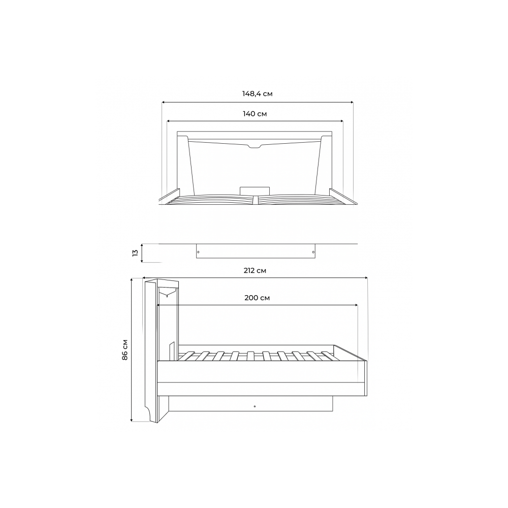 Кровать Магантия 140х200 сПМ парящая дуб баррик Кровать Магантия 140х200 сПМ парящая дуб баррик