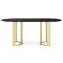 Стол деревянный Хьюго О 180 х 90 черная шагрень пленка / золотые ноги
