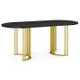 Стол деревянный Хьюго О 180 х 90 черная шагрень пленка / золотые ноги