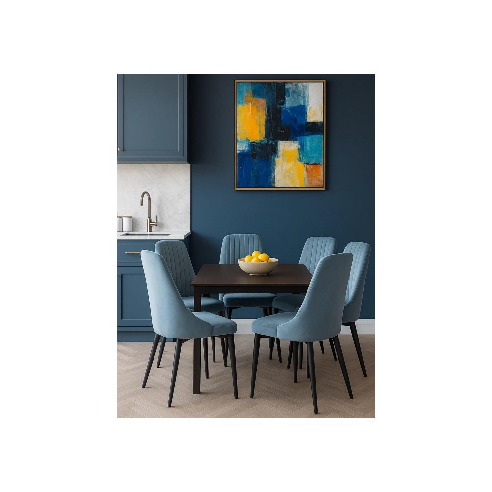 Стул на металлокаркасе Kora light blue / black Стул на металлокаркасе Kora light blue / black