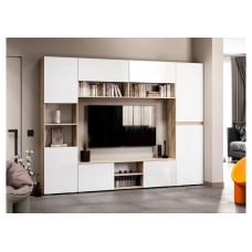 Готовая гостиная Алетра дуб крафт серый / глянец белый комплектация 2