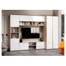 Готовая гостиная Алетра дуб крафт серый / глянец белый комплектация 1