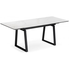 Керамический стол Джек 140(200)х80 белый мрамор alpin white / черный
