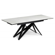 Керамический стол Блэкберн 160(220)х89 белый мрамор snow white / черный