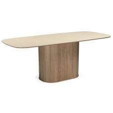 Керамический стол Эллипсо 200х90 okara light yellow / дуб американский