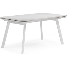 Керамический стол Норман 140 (200) х 80 белый мрамор alpin white / snow white / белый