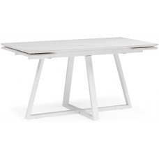 Керамический стол Памелла 140 (200) х 80 белый мрамор alpin white / snow white / белый