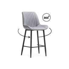 Барный стул Вейв вращающийся светло-серый velutto 52 / черный каркас