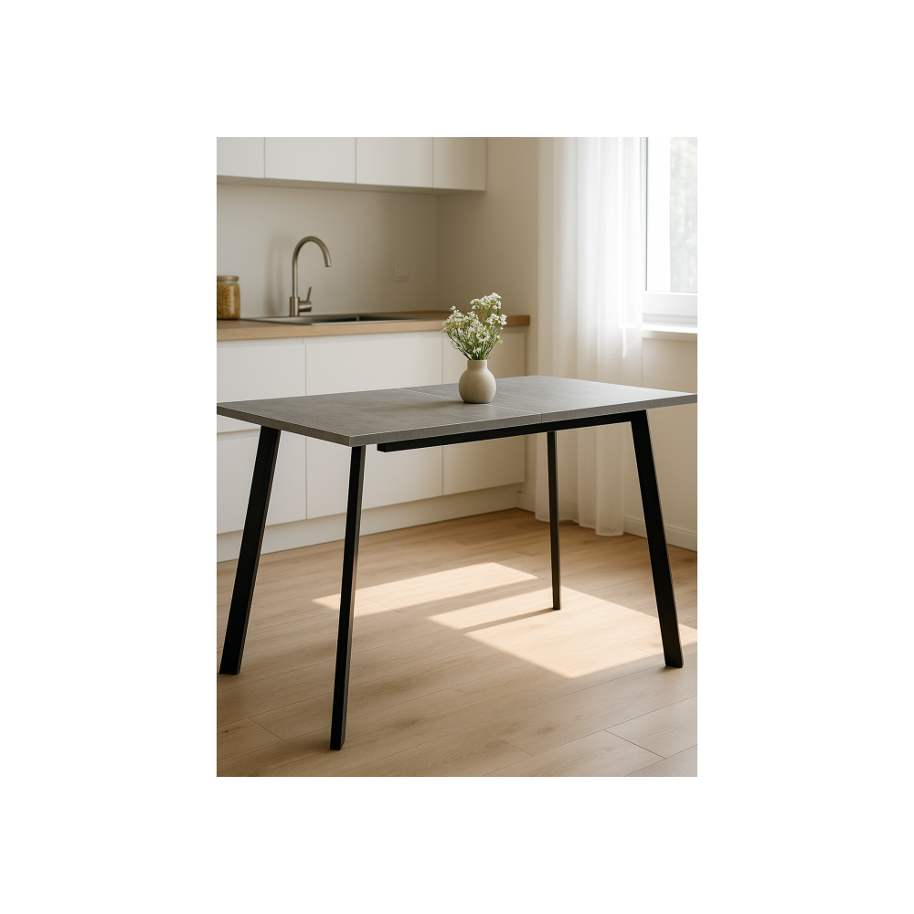Стол деревянный Колон Лофт 120(160) х 75 черный матовый / бетон Стол деревянный Колон Лофт 120(160) х 75 черный матовый / бетон