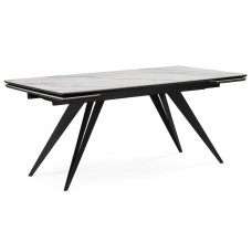 Керамический стол Дарвин 160(220)х89 белый с прожилками gilt white / черный