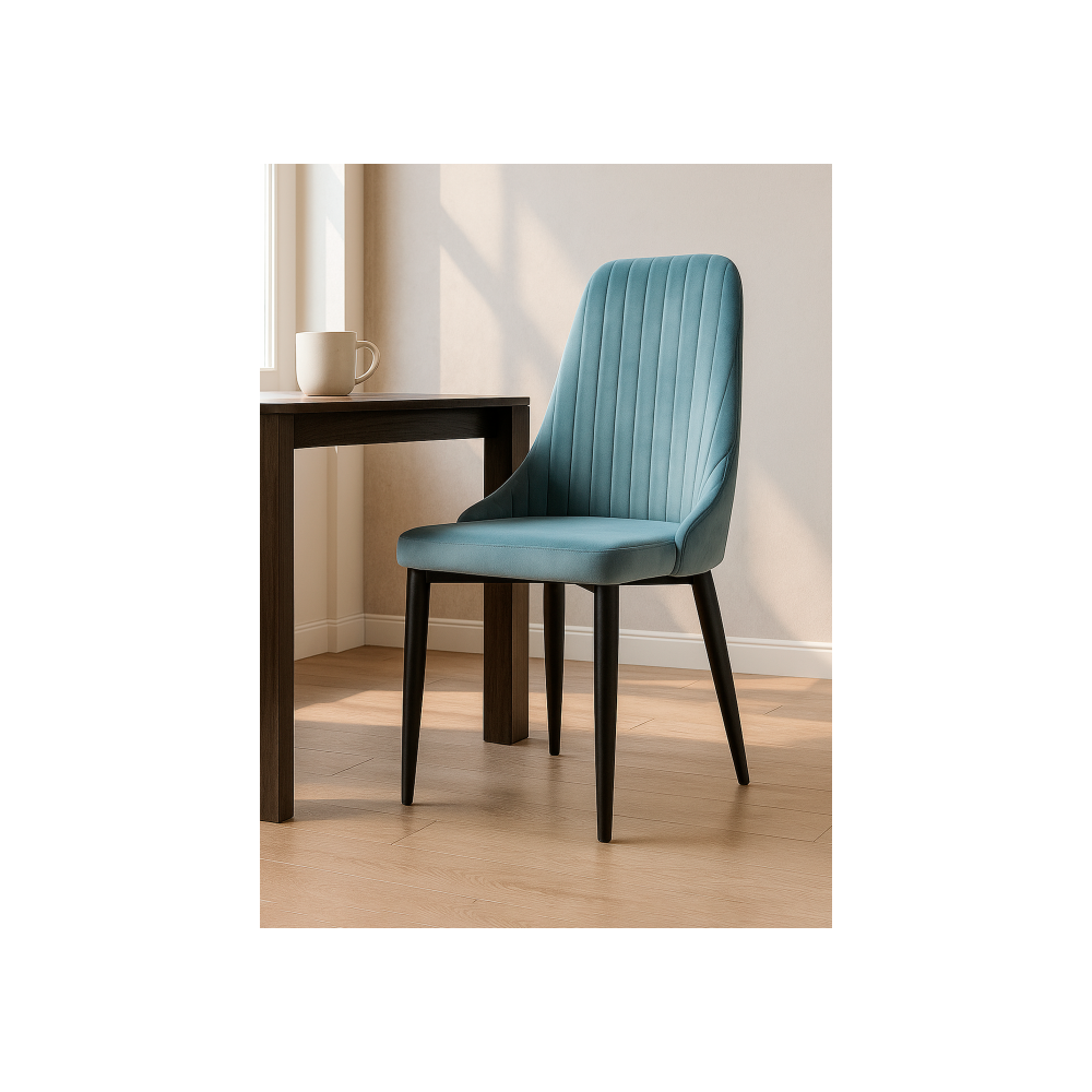 Стул на металлокаркасе Kora light blue / black Стул на металлокаркасе Kora light blue / black