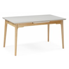 Керамический стол Halmar 140(180)x80 белый спеченный камень / светлое дерево