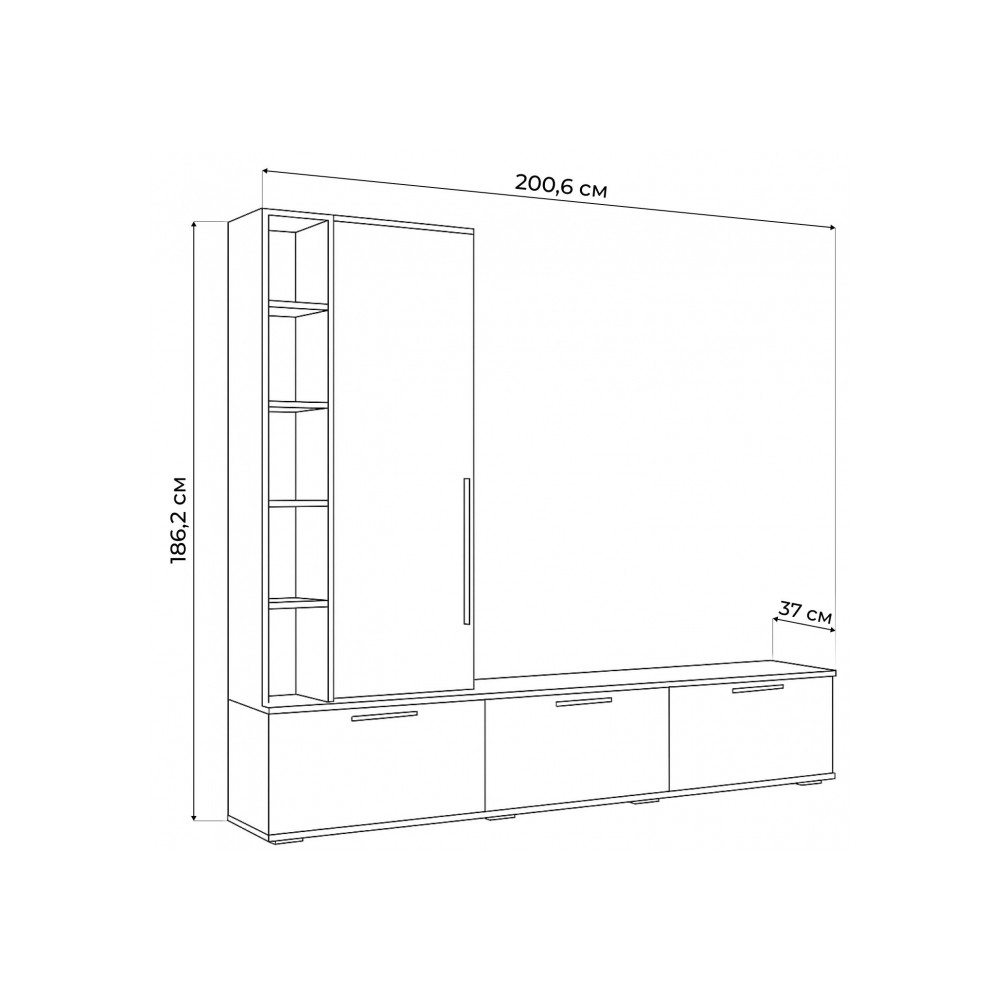 ТВ-тумба Филеста графит / дуб вотан