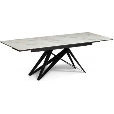 Керамический стол Блэкберн 160(220)х89 белый gilt white / черный