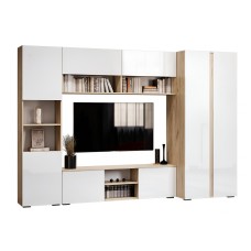 Готовая гостиная Алетра дуб крафт серый / глянец белый комплектация 1