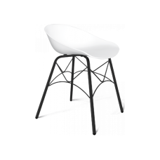 Стул на металлокаркасе SHT-ST19 / S107 белый / белый / черный муар