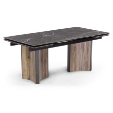 Керамический стол Саливан 180x90 nero marquina / дуб бомонд лофт