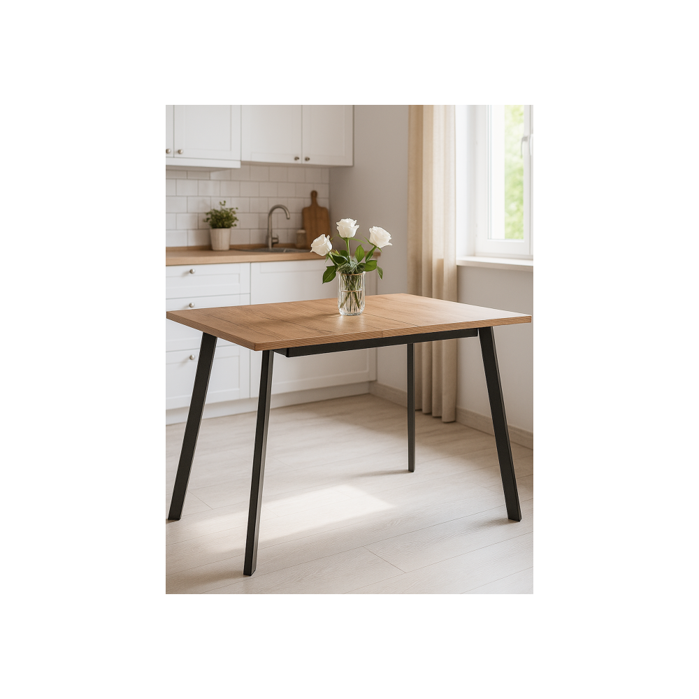 Стол деревянный Колон Лофт 120(160) х 75 черный матовый / дуб крафт золотой Стол деревянный Колон Лофт 120(160) х 75 черный матовый / дуб крафт золотой