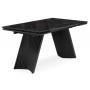 Стол стеклянный Вейв 140(200)х80 черный мрамор / черный