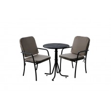 Набор мебели  Прованс Мини (2 стула+стол Ø60см, каркас антрацит, подушки бежевые) арт.с989А, с945/А9
